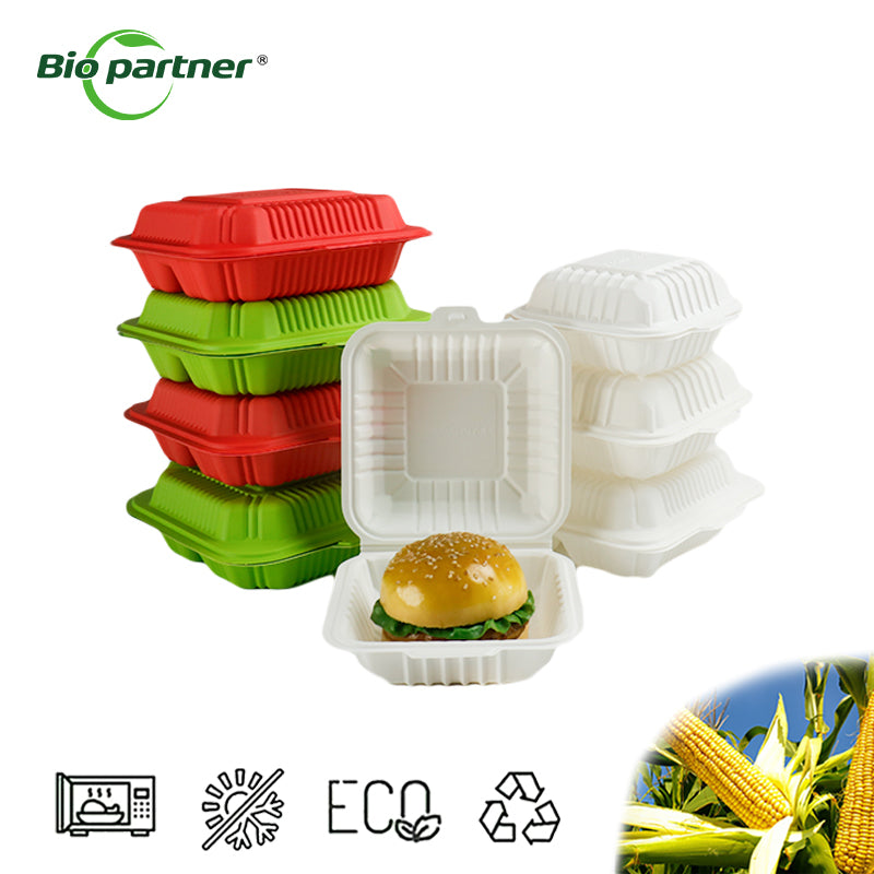 Customized Color Disposable Clamshell Container (corn starch )