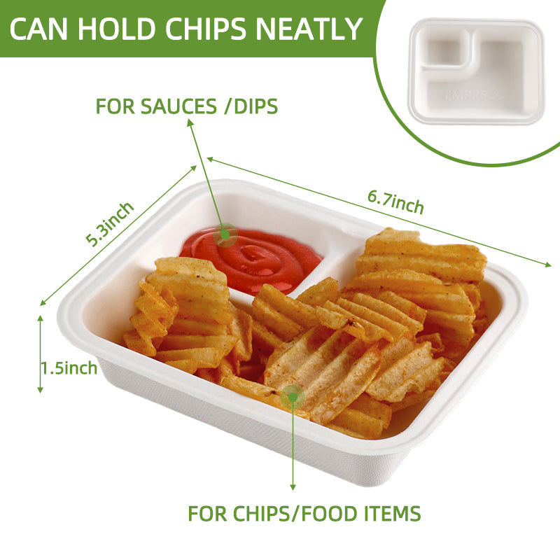 Compostable Compartment Bagasse Nacho Tray