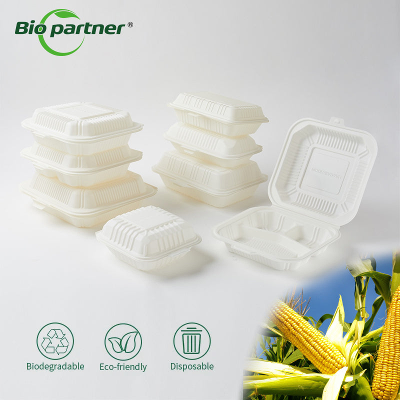 Customized Disposable Clamshell Container (corn starch )
