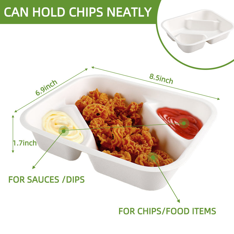 Compostable Compartment Bagasse Nacho Tray
