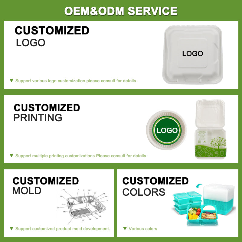 Customized Disposable Clamshell Container (corn starch )