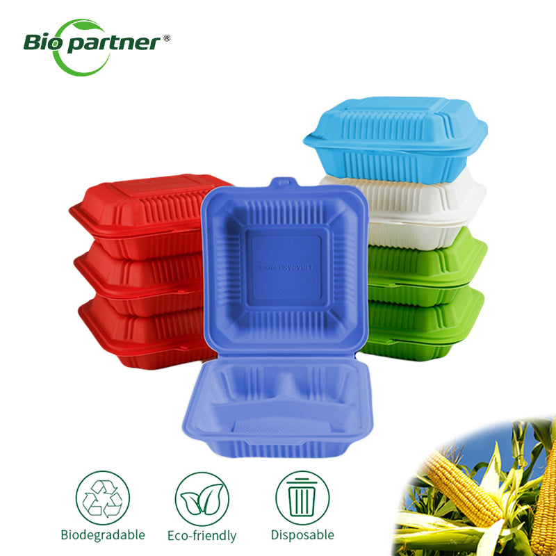 Customized Color Disposable Clamshell Container (corn starch )