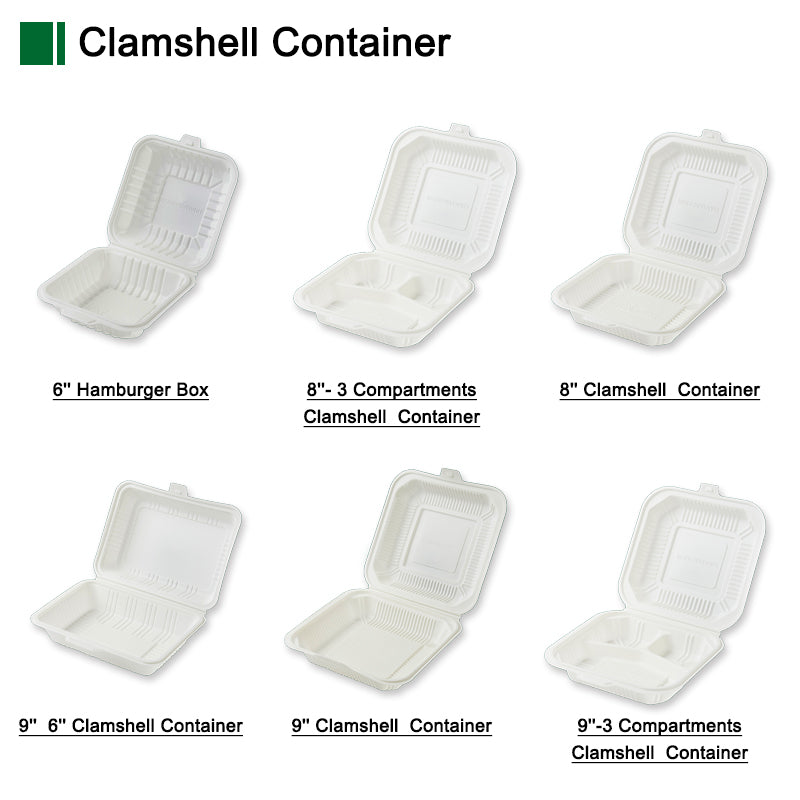 Customized Disposable Clamshell Container (corn starch )