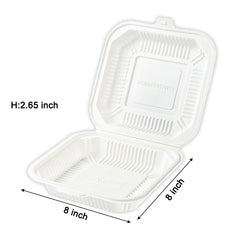 Disposable 8 inch Clamshell Container (corn starch made)
