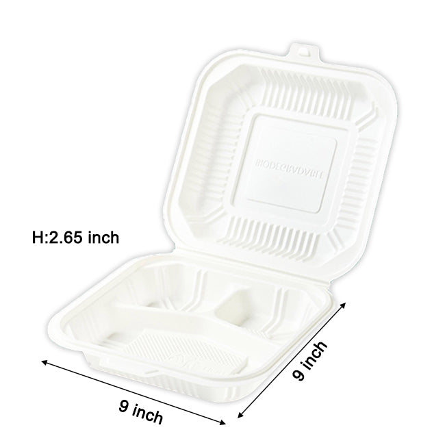 Disposable 9*6 inch Clamshell Container (corn starch made)