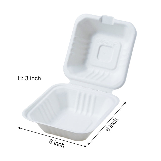 Customized Disposable Clamshell Container (Bagasse)
