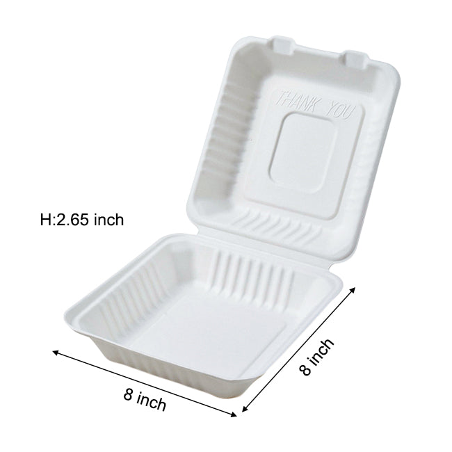 Customized Disposable Clamshell Container (Bagasse)