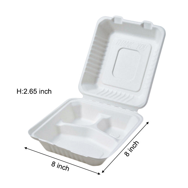 Customized Disposable Clamshell Container (Bagasse)