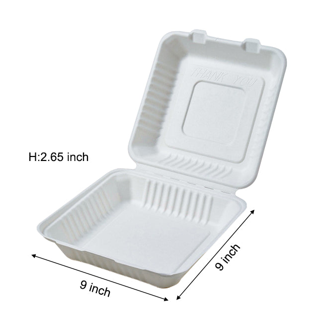 Customized Disposable Clamshell Container (Bagasse)