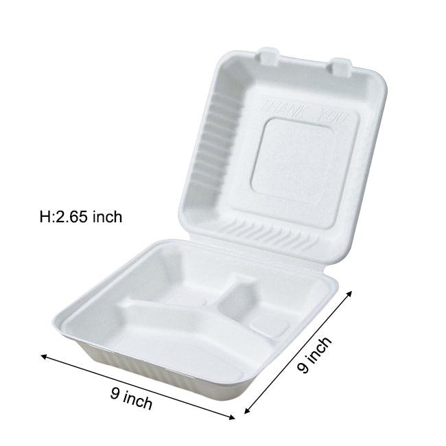 Customized Disposable Clamshell Container (Bagasse)