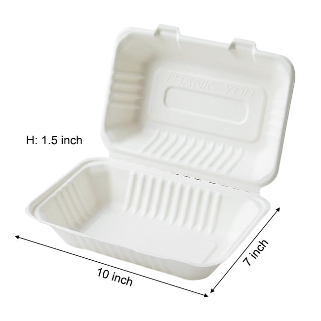 Customized Disposable Clamshell Container (Bagasse)